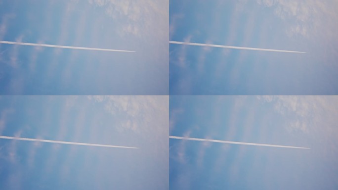 飞机尾迹划过天空