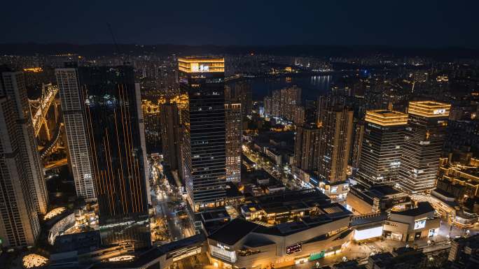 重庆九龙坡万象城商圈夜景航拍延时摄影