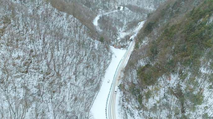 神农架雪天4k航拍视频