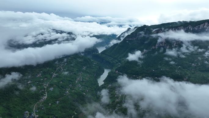 山区雨后云海仙境航拍4K