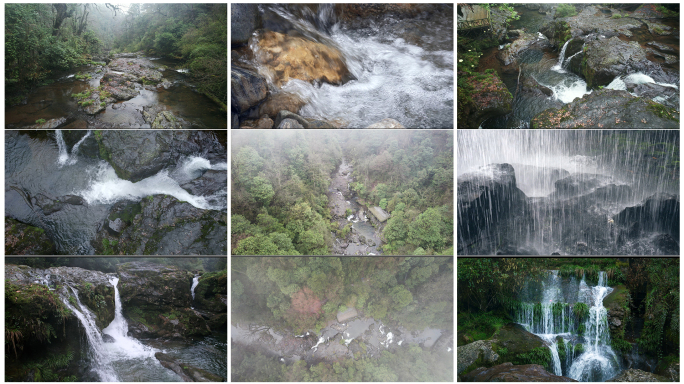 下雨天的山间溪流