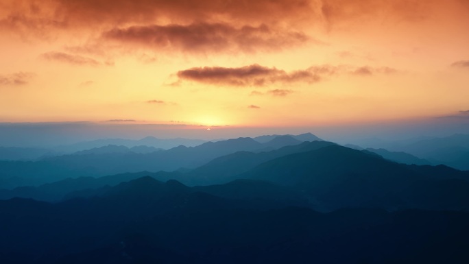 4K航拍杭州大明山景区山脉唯美日出日落