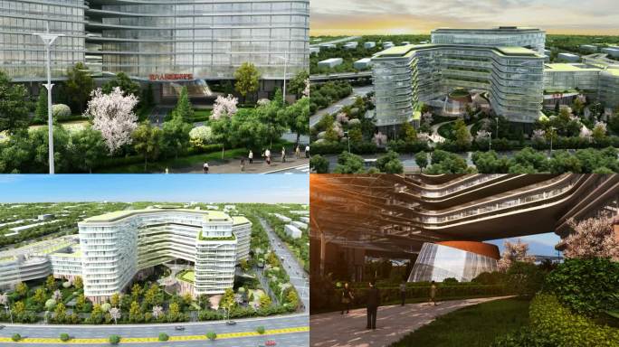 未来 建筑 医院 中心 车流 景观 屋顶