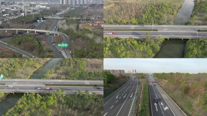 高速公路航拍货车立交4k视频素材