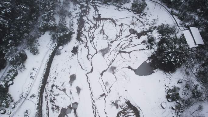 湖南长沙桃花岭公园雪景航拍