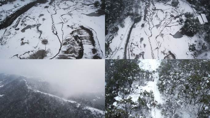 湖南长沙桃花岭公园雪景航拍