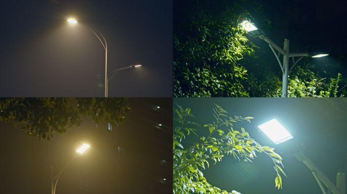 城市夜晚路灯实拍空镜视频素材4k