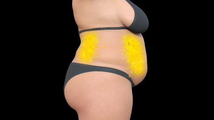 侧面女人减肥动画燃烧脂肪卡路里油脂通道
