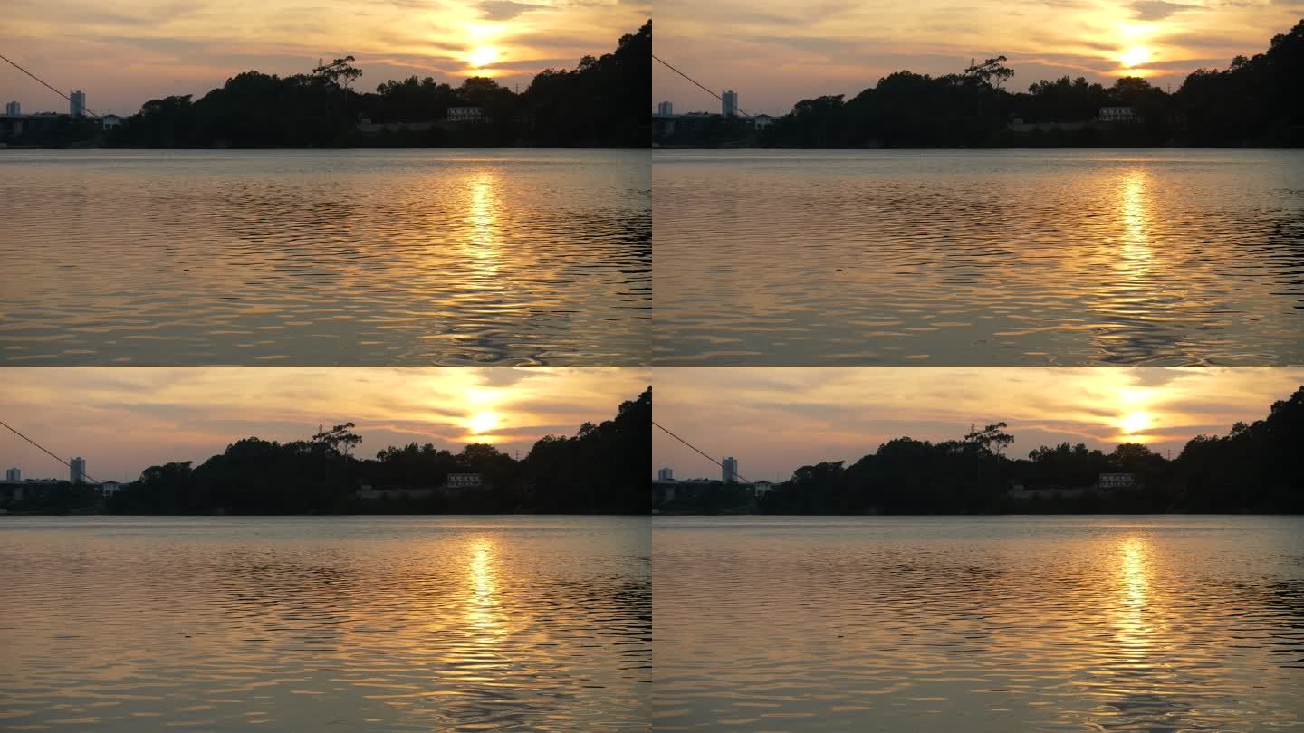 江河水域夕阳黄昏江面水面河面金色阳光