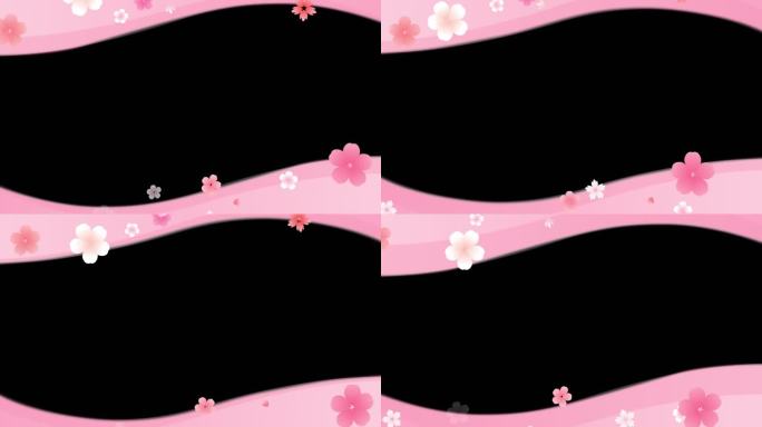 粉红花朵曲线透明边框
