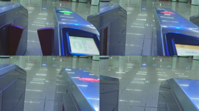 4K升格实拍广州天河公园地铁站闸口门打开