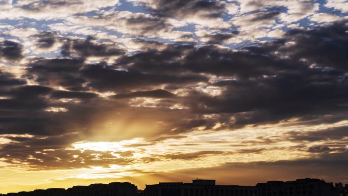 延安新区夕阳落日云彩延时