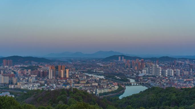 醴陵城市远景晚霞延迟视频