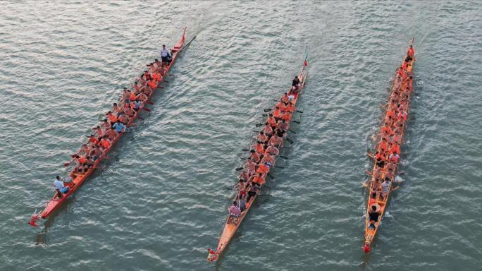 4K端午节赛龙舟划龙舟竞渡划龙舟训练传统