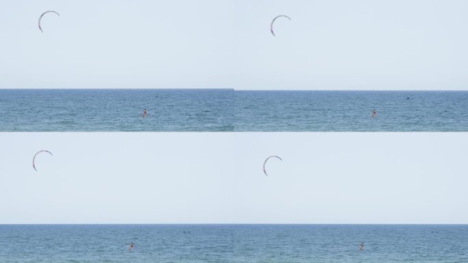 4K拍摄海南万宁游客滑翔伞冲浪