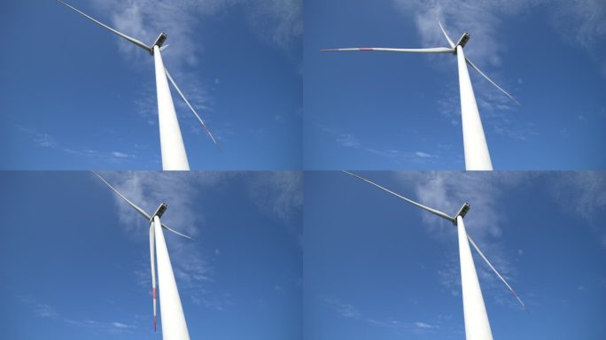 蓝天白云风车风清洁能源风叶风电电力设施