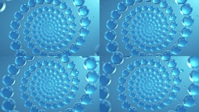 螺旋蓝色水分子气泡水珠广告素材背景