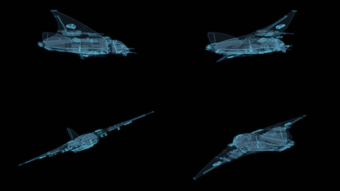 宇宙飞船11幻透明网格线框机械机甲飞行器