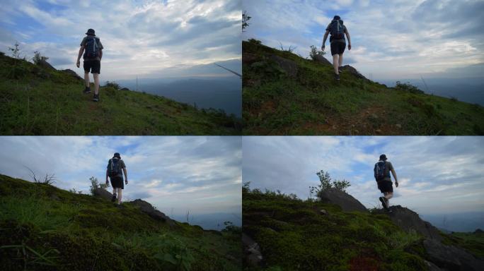 登山人物登山登高登顶