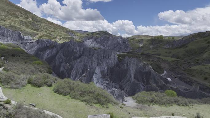 川西航拍墨石公园蓝天白云云海旅行自然风光