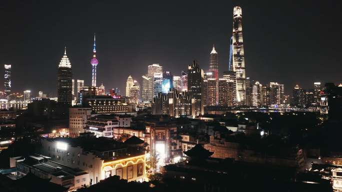 上海豫园城隍庙陆家嘴城市夜景