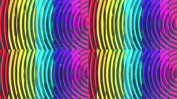 4K彩色条纹波浪催眠视觉60fps