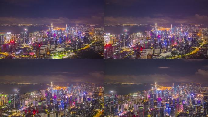 4K航拍深圳南山科技园夜景延时
