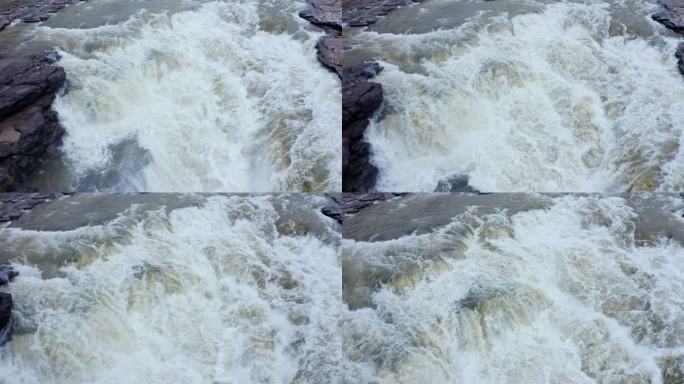 陕西延安宜川县黄河壶口瀑布航拍视频