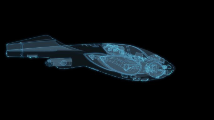 宇宙飞船4科幻透明网格线框机械机甲飞行器