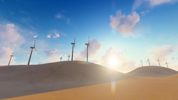 西北沙漠戈壁滩风力发电