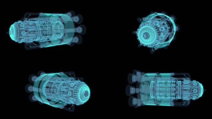 宇宙飞船2科幻透明网格线框机械机甲飞行器