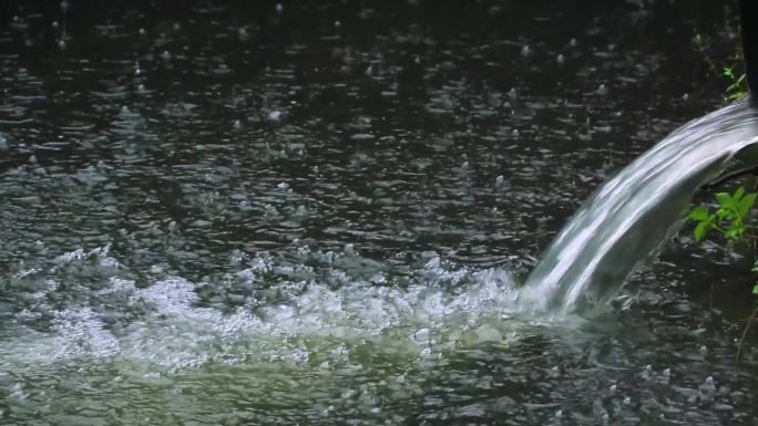 雨中水面 泄洪 排水 管道排水