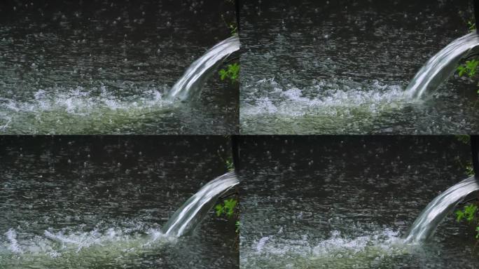 雨中水面 泄洪 排水 管道排水