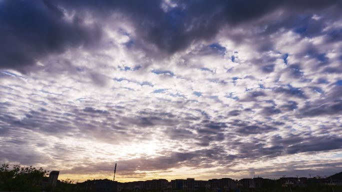 延安新区建筑夕阳落日延时