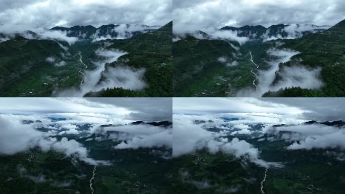 山区雨后云海仙境航拍4K