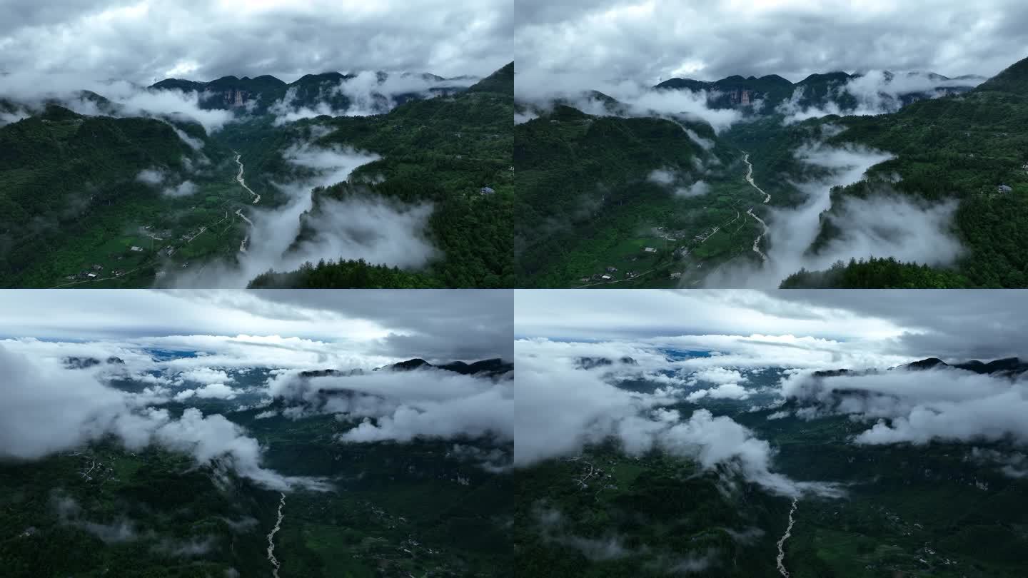 山区雨后云海仙境航拍4K