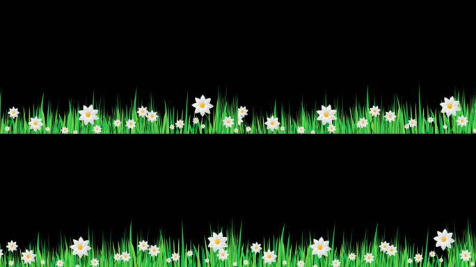 清新白色花朵花草边框