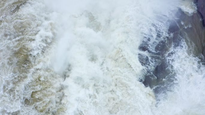 陕西延安宜川县黄河壶口瀑布航拍视频