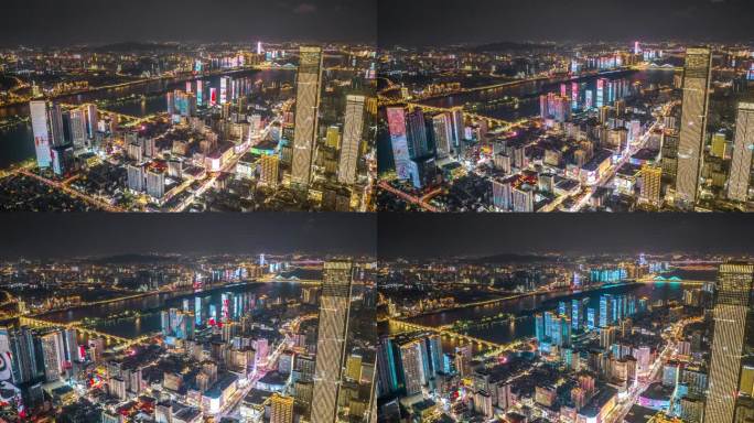长沙夜景航拍延时