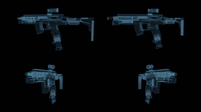 枪4 机关枪枪支子弹战争科幻透明网格线框