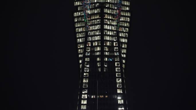 杭州西湖文化广场大楼夜景