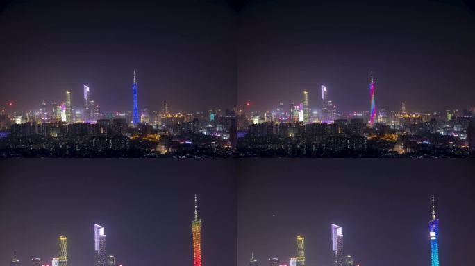 广州珠江新城塔夜景延时摄影素材
