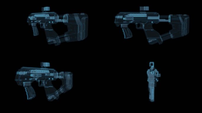 枪5 机关枪枪支子弹战争科幻透明网格线框