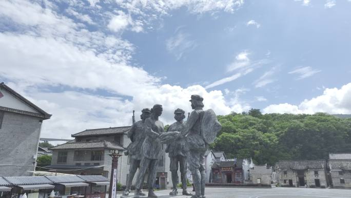 汝城 沙洲  半条被子 雕塑航拍  旅游