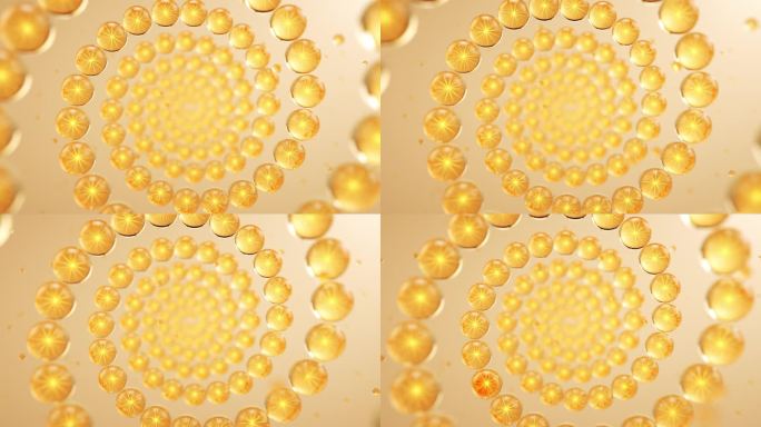 螺旋ji金色水分子气泡水珠广告素材背景