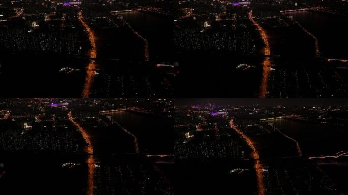 长沙城郊 城市道路上空航拍