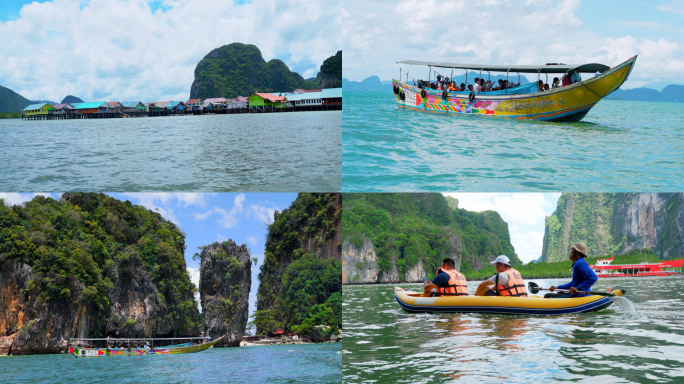 泰国普吉岛 长尾船香蕉船皮划艇 大白菜岛