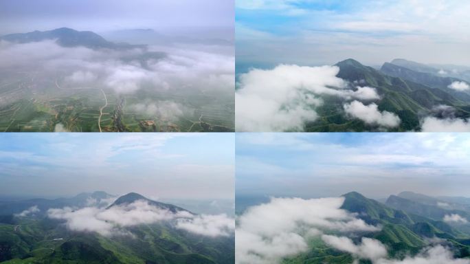 太行山高山云海航拍白云飘飘