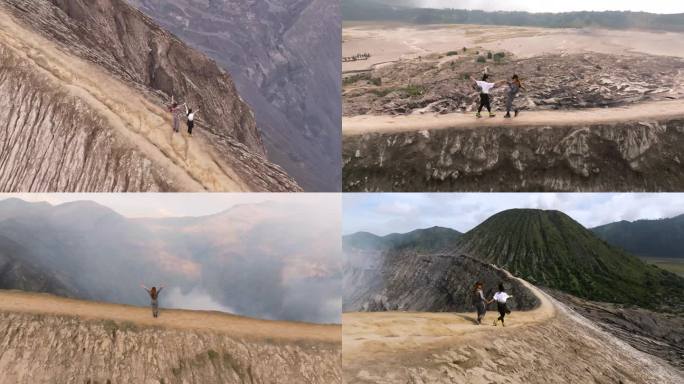 火山跳舞的女孩奔跑的女孩