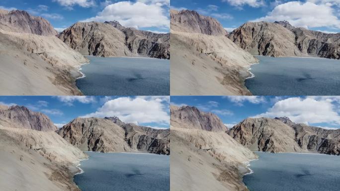 航拍新疆南疆蓝湖冰封大气景色